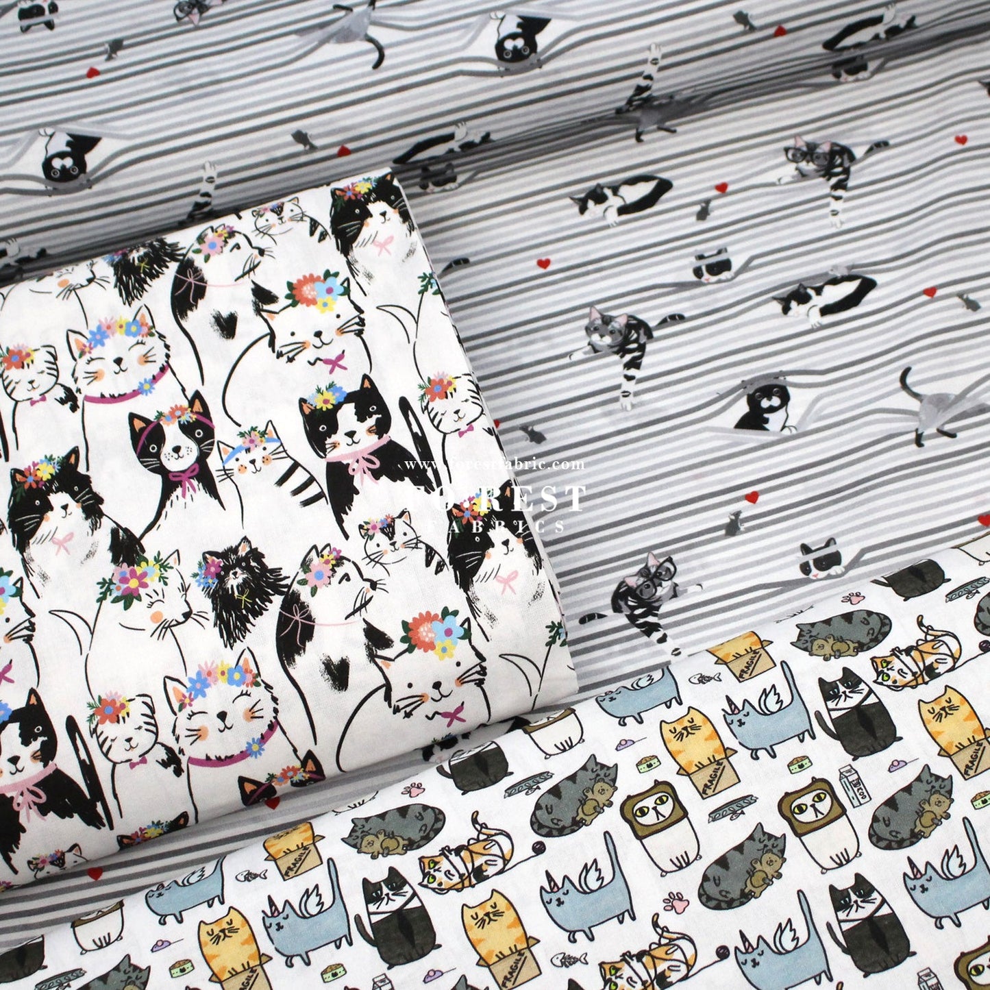 cotton - Silly Cats fabric - FO:REST Fabric 布恩堂Liberty fabrictana lawnjapanese fabricykk zipper