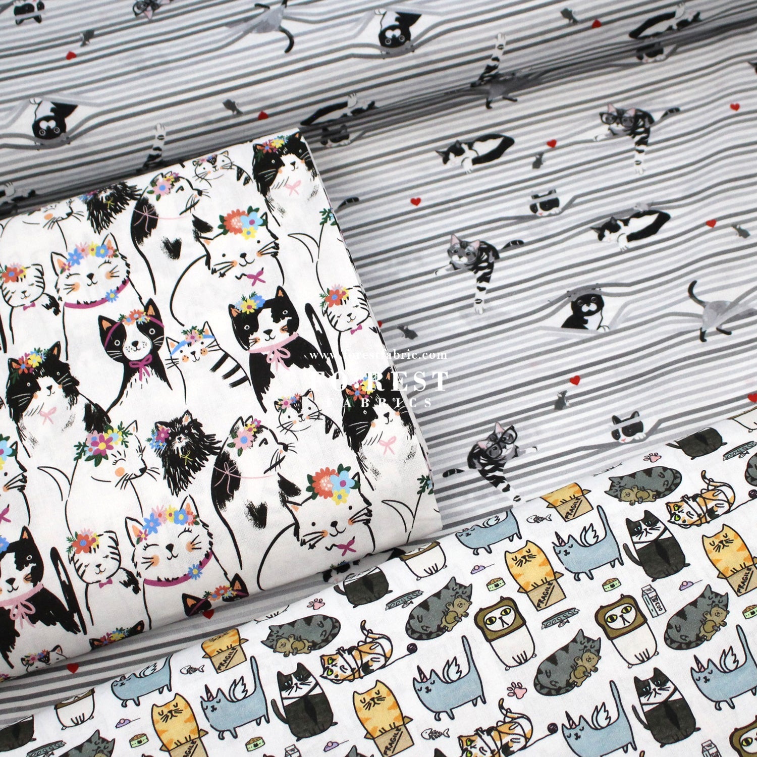 cotton - Silly Cats fabric - FO:REST Fabric 布恩堂Liberty fabrictana lawnjapanese fabricykk zipper