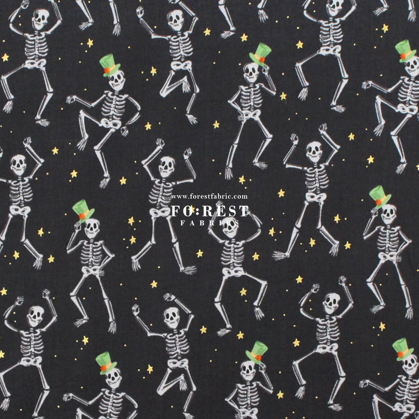 cotton - Skeletons Black Metallic fabric - FO:REST Fabric 布恩堂Liberty fabrictana lawnjapanese fabricykk zipper