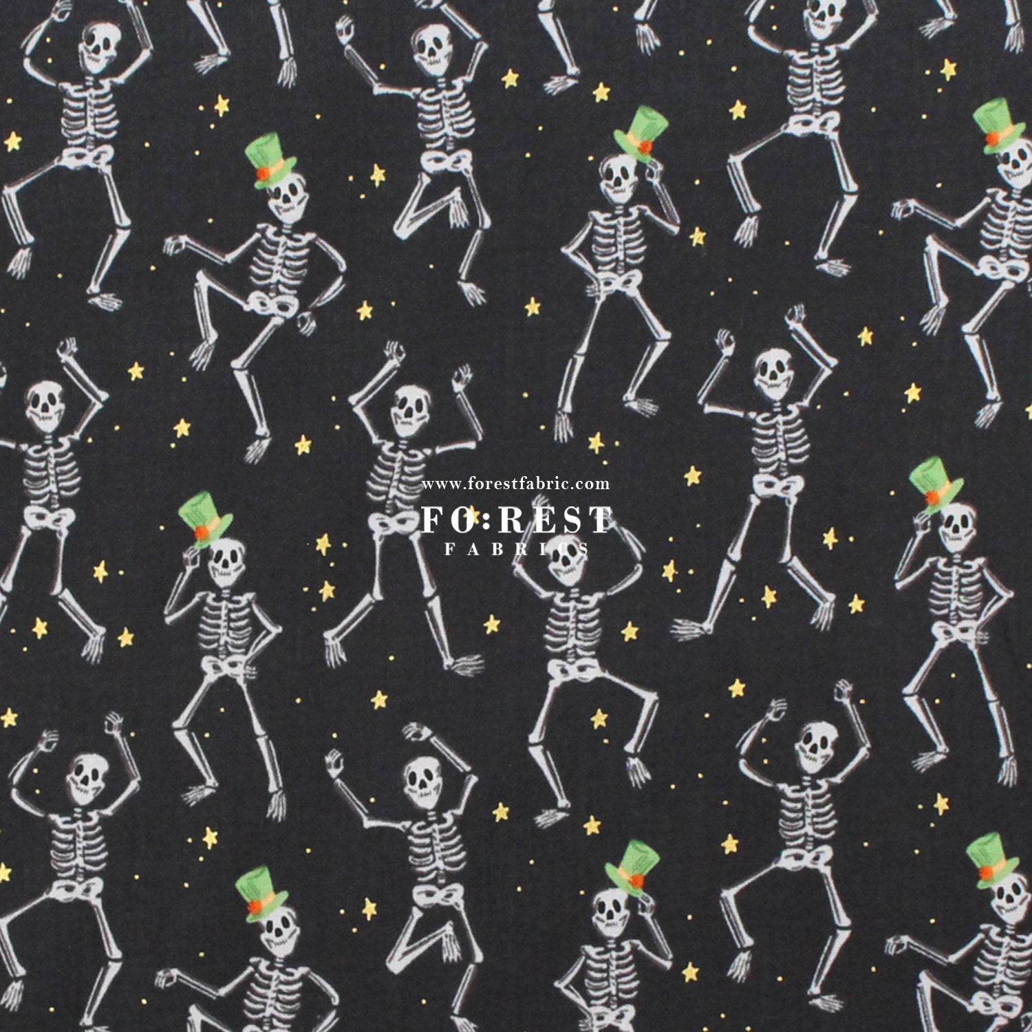 cotton - Skeletons Black Metallic fabric - FO:REST Fabric 布恩堂Liberty fabrictana lawnjapanese fabricykk zipper
