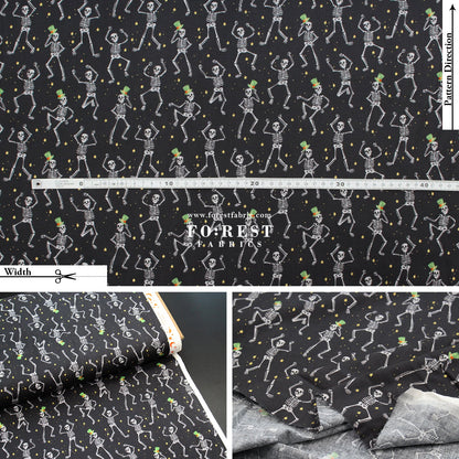 cotton - Skeletons Black Metallic fabric - FO:REST Fabric 布恩堂Liberty fabrictana lawnjapanese fabricykk zipper