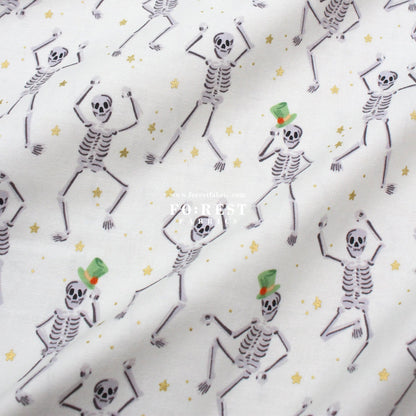 cotton - Skeletons Cream Metallic fabric - FO:REST Fabric 布恩堂Liberty fabrictana lawnjapanese fabricykk zipper
