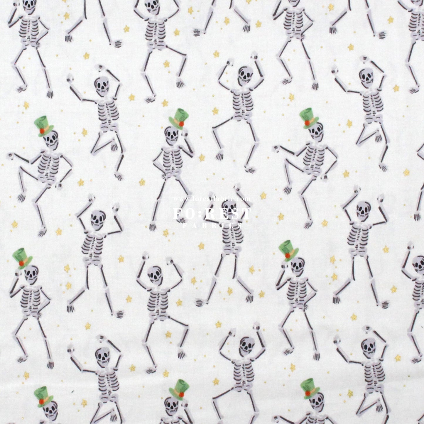 cotton - Skeletons Cream Metallic fabric - FO:REST Fabric 布恩堂Liberty fabrictana lawnjapanese fabricykk zipper