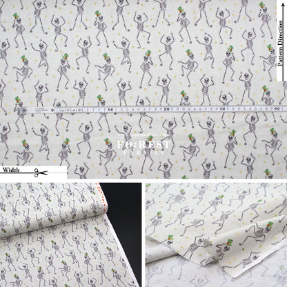 cotton - Skeletons Cream Metallic fabric - FO:REST Fabric 布恩堂Liberty fabrictana lawnjapanese fabricykk zipper