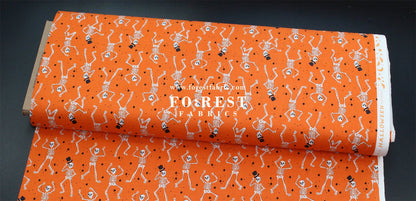 cotton - Skeletons Orange fabric - FO:REST Fabric 布恩堂Liberty fabrictana lawnjapanese fabricykk zipper