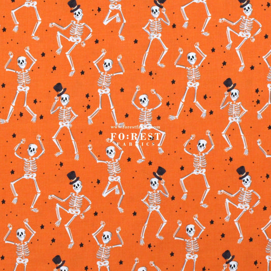 cotton - Skeletons Orange fabric - FO:REST Fabric 布恩堂Liberty fabrictana lawnjapanese fabricykk zipper