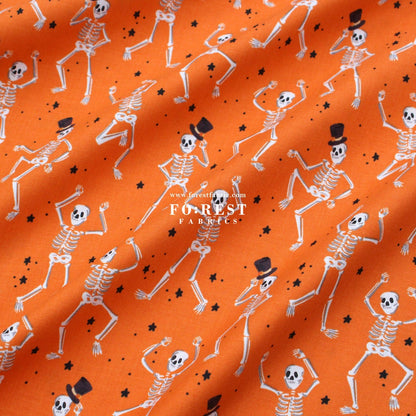 cotton - Skeletons Orange fabric - FO:REST Fabric 布恩堂Liberty fabrictana lawnjapanese fabricykk zipper