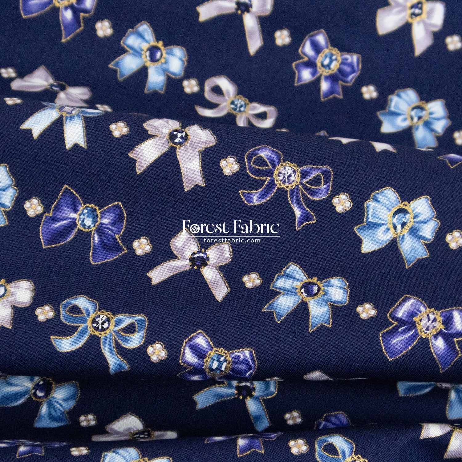 cotton - Sparkling Ribbons fabric - FO:REST Fabric 布恩堂Liberty fabrictana lawnjapanese fabricykk zipper
