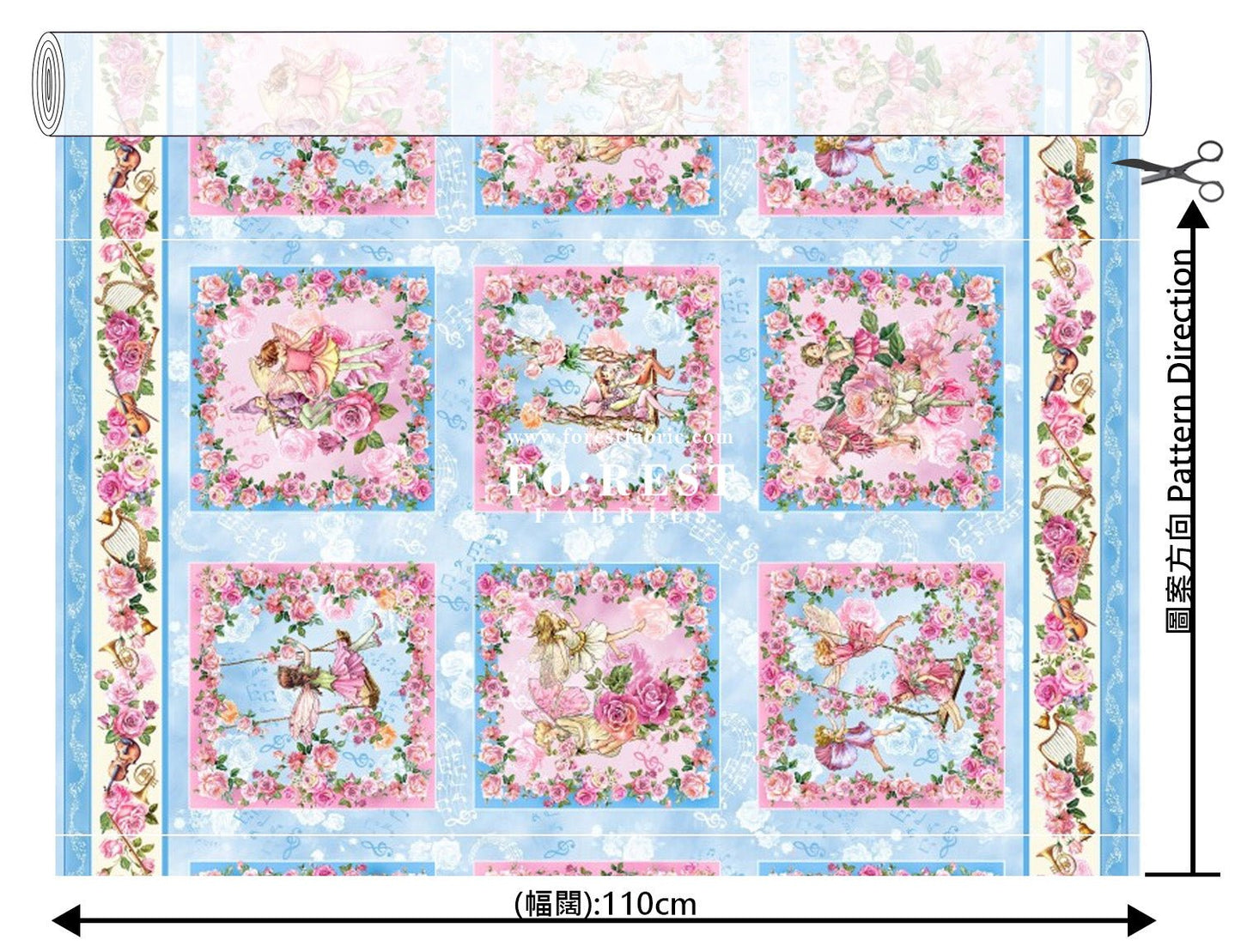 cotton - Spring Song Fairy Garden fabric (PANEL) - FO:REST Fabric 布恩堂Liberty fabrictana lawnjapanese fabricykk zipper