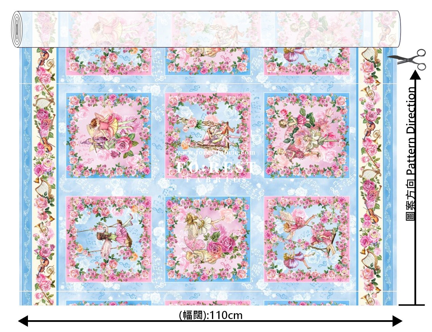 cotton - Spring Song Fairy Garden fabric (PANEL) - FO:REST Fabric 布恩堂Liberty fabrictana lawnjapanese fabricykk zipper