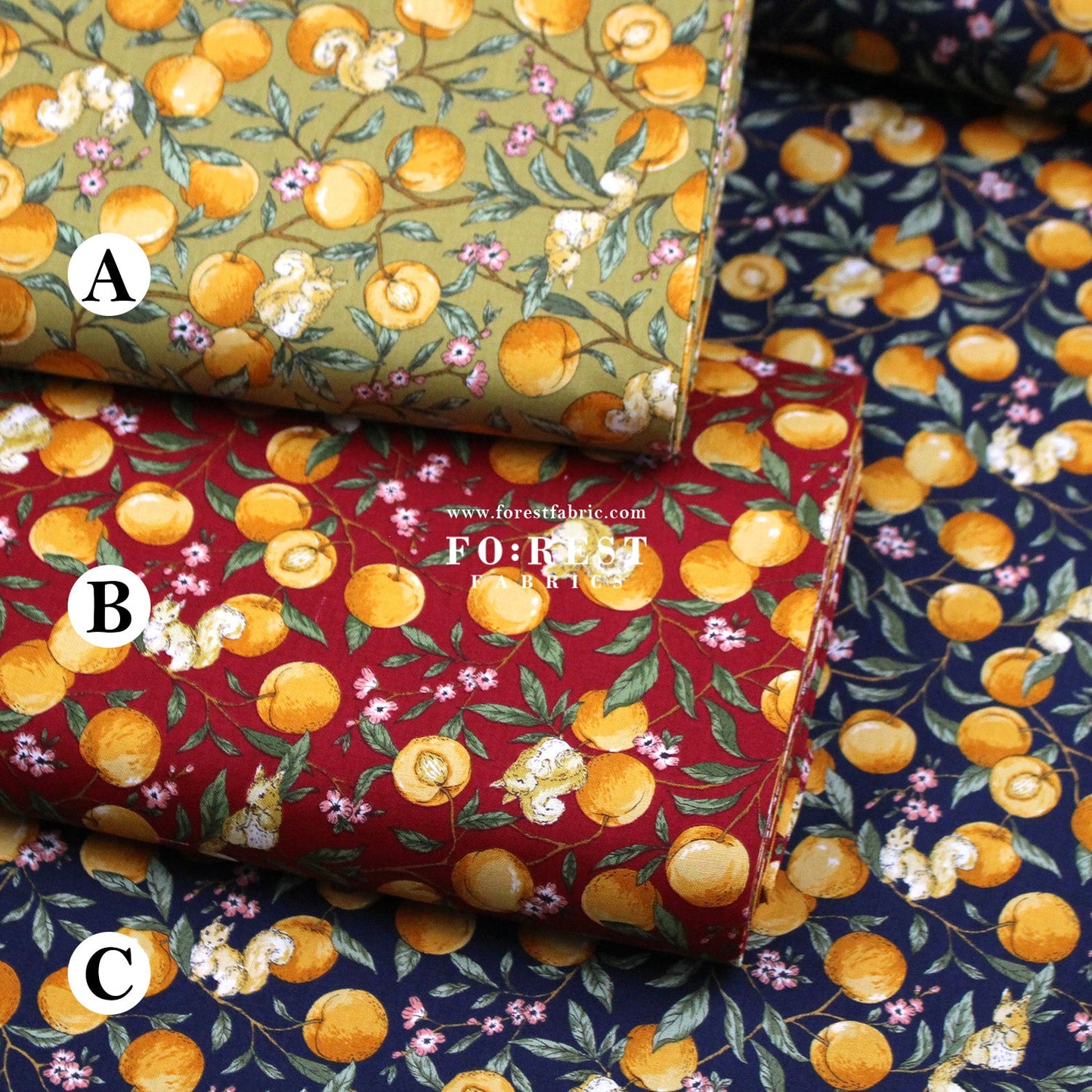 cotton - Squirrel and Apricot fabric - FO:REST Fabric 布恩堂Liberty fabrictana lawnjapanese fabricykk zipper