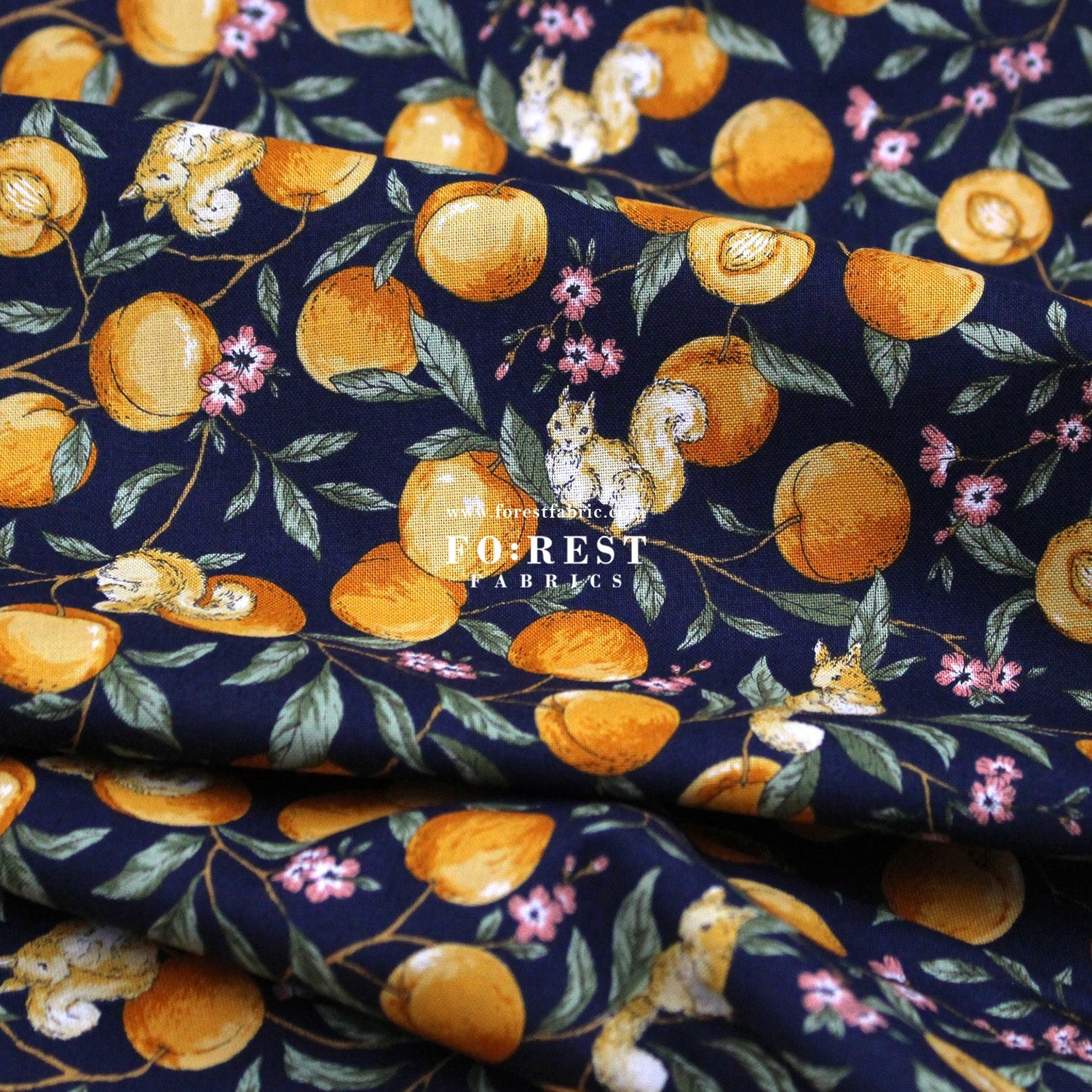 cotton - Squirrel and Apricot fabric - FO:REST Fabric 布恩堂Liberty fabrictana lawnjapanese fabricykk zipper