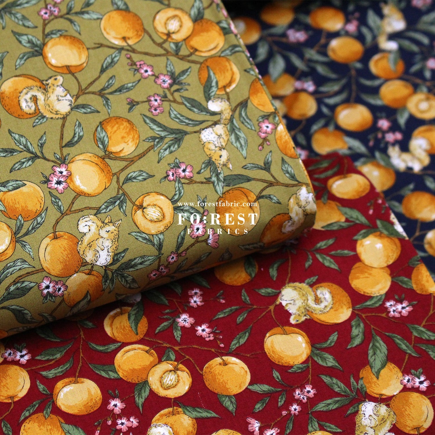 cotton - Squirrel and Apricot fabric - FO:REST Fabric 布恩堂Liberty fabrictana lawnjapanese fabricykk zipper