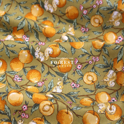 cotton - Squirrel and Apricot fabric - FO:REST Fabric 布恩堂Liberty fabrictana lawnjapanese fabricykk zipper