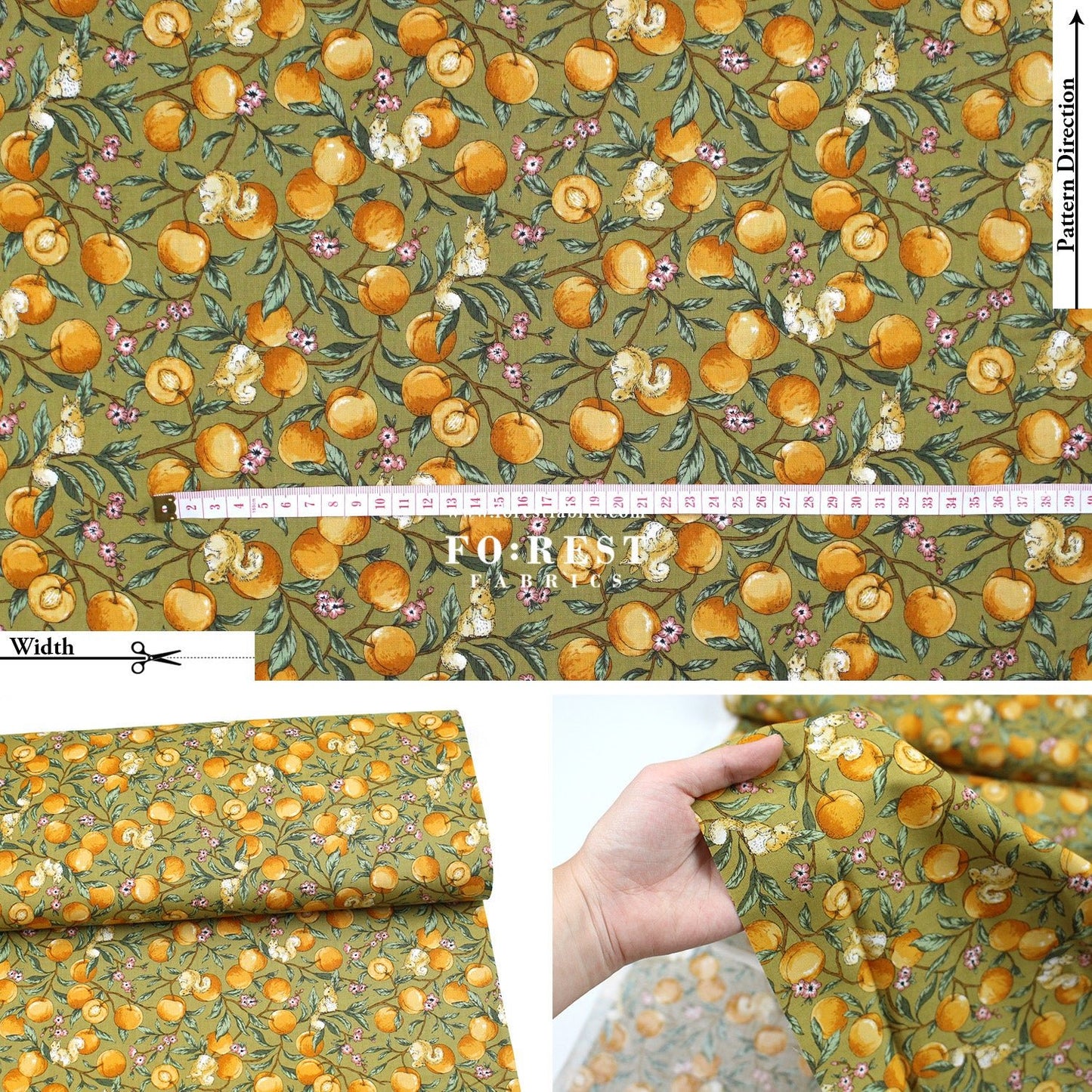 cotton - Squirrel and Apricot fabric - FO:REST Fabric 布恩堂Liberty fabrictana lawnjapanese fabricykk zipper
