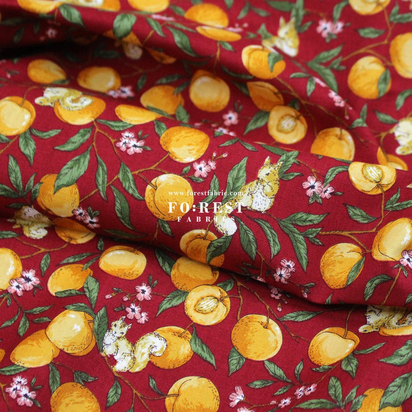 cotton - Squirrel and Apricot fabric - FO:REST Fabric 布恩堂Liberty fabrictana lawnjapanese fabricykk zipper