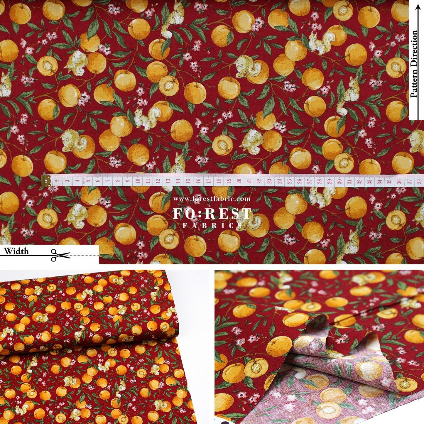 cotton - Squirrel and Apricot fabric - FO:REST Fabric 布恩堂Liberty fabrictana lawnjapanese fabricykk zipper