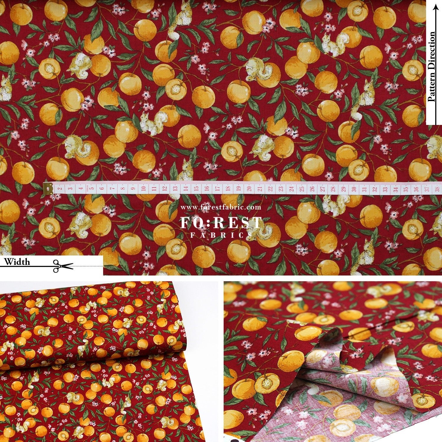 cotton - Squirrel and Apricot fabric - FO:REST Fabric 布恩堂Liberty fabrictana lawnjapanese fabricykk zipper
