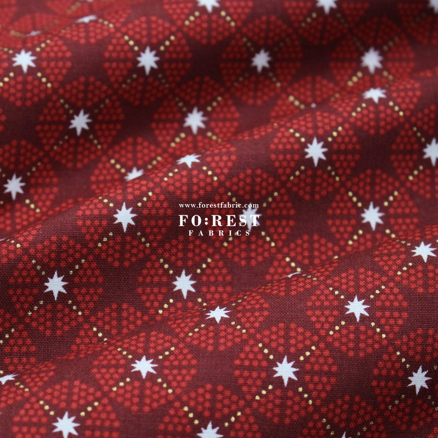 cotton - Starlight Cranberry Metallic fabric - FO:REST Fabric 布恩堂Liberty fabrictana lawnjapanese fabricykk zipper