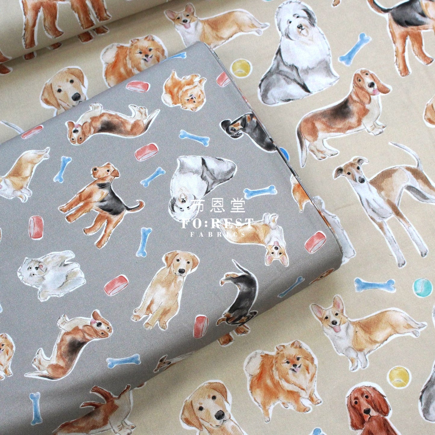 Cotton - Stay Pawsitive Dog Fabric Gray