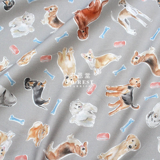 Cotton - Stay Pawsitive Dog Fabric Gray