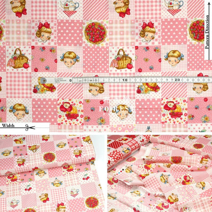 cotton - Strawberry Nine patch fabric Pink - FO:REST Fabric 布恩堂Liberty fabrictana lawnjapanese fabricykk zipper