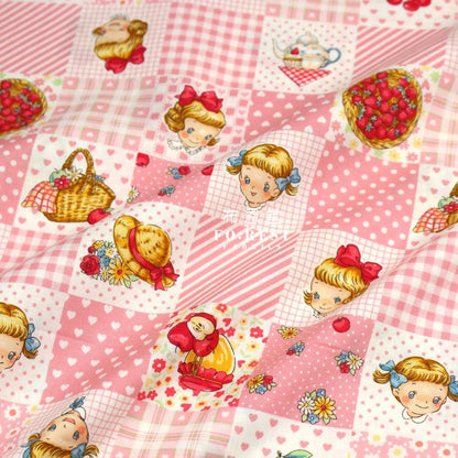 cotton - Strawberry Nine patch fabric Pink - FO:REST Fabric 布恩堂Liberty fabrictana lawnjapanese fabricykk zipper
