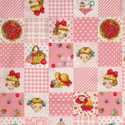 cotton - Strawberry Nine patch fabric Pink - FO:REST Fabric 布恩堂Liberty fabrictana lawnjapanese fabricykk zipper