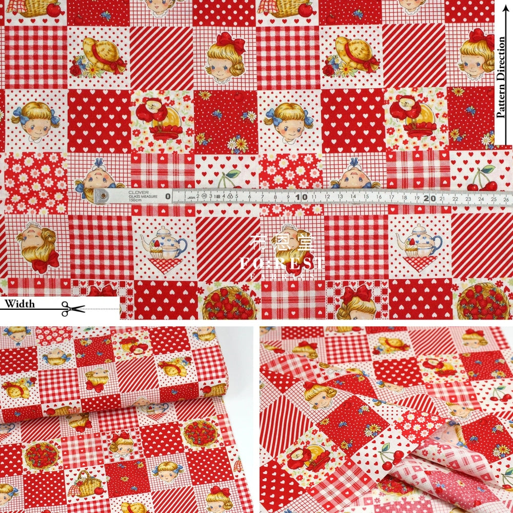Cotton - Strawberry Nine Patch Fabric Red