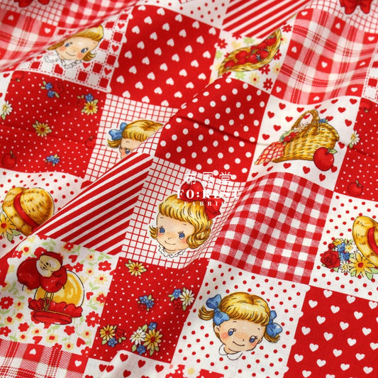 Cotton - Strawberry Nine Patch Fabric Red