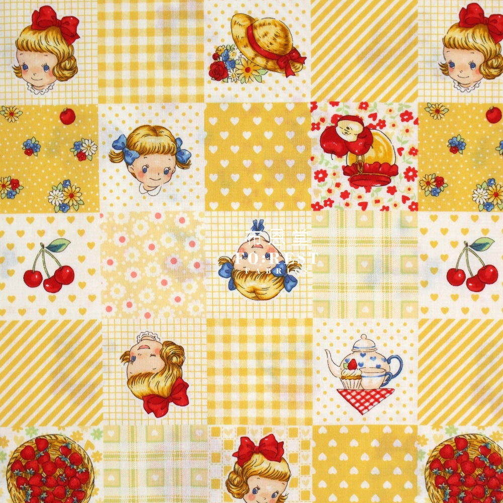Cotton - Strawberry Nine Patch Fabric Yellow