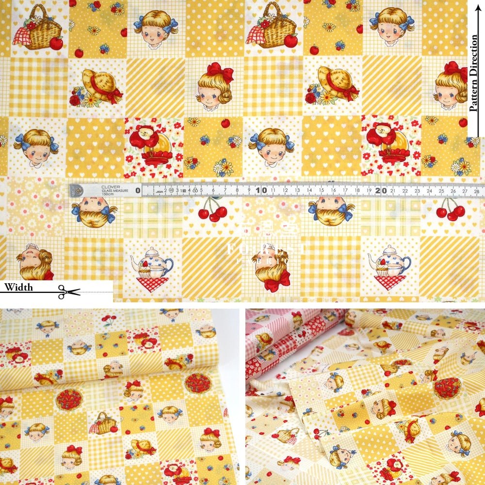 cotton - Strawberry Nine patch fabric Yellow - FO:REST Fabric 布恩堂Liberty fabrictana lawnjapanese fabricykk zipper