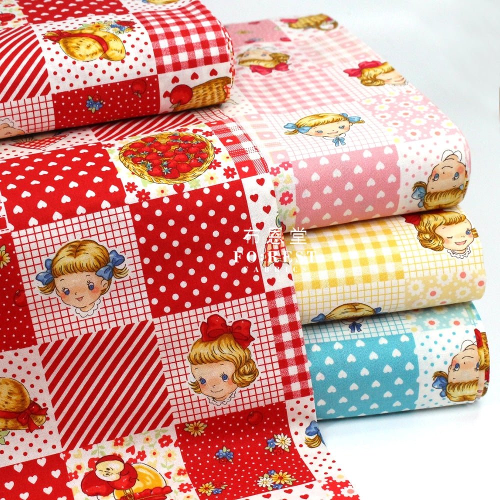 cotton - Strawberry Nine patch fabric Yellow - FO:REST Fabric 布恩堂Liberty fabrictana lawnjapanese fabricykk zipper