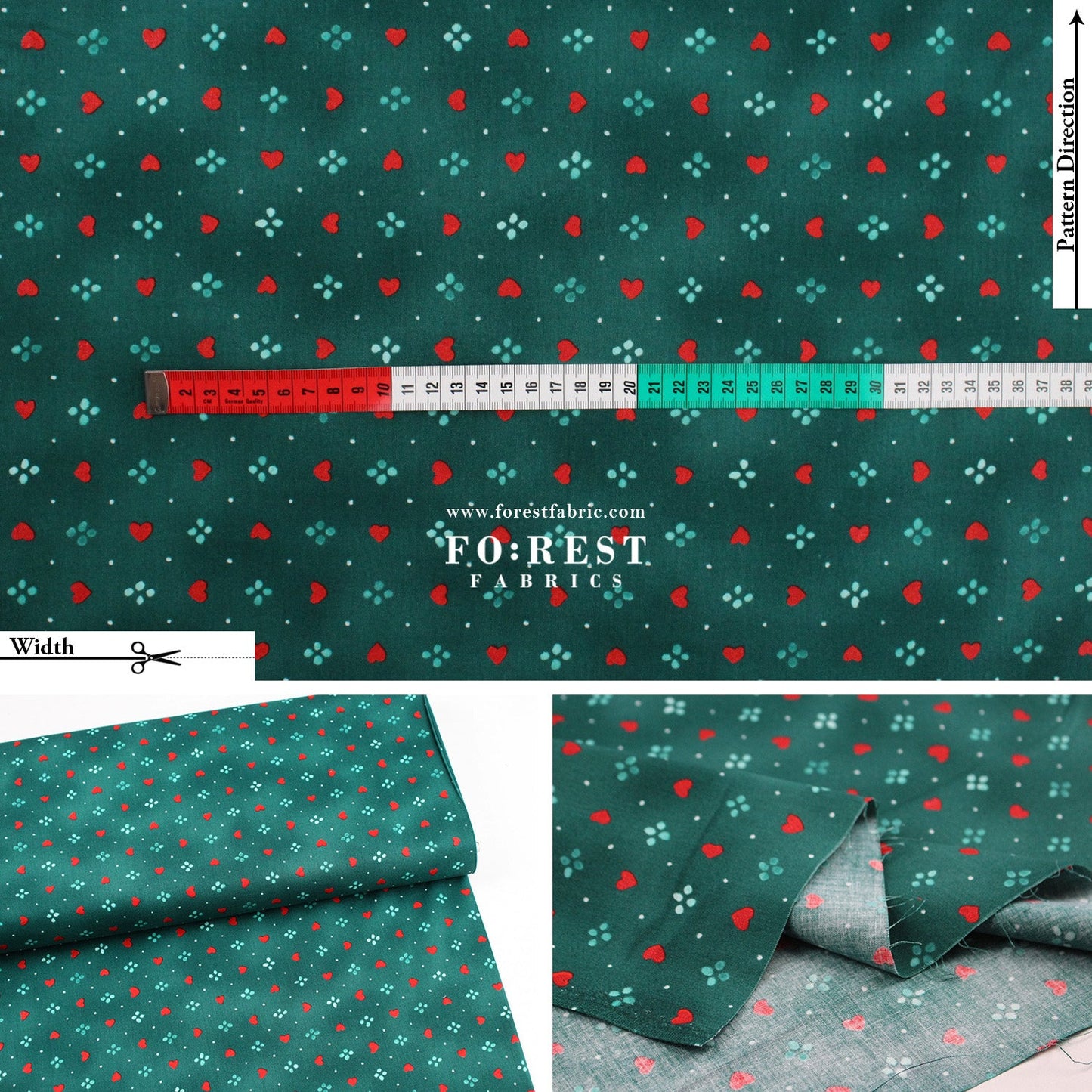 cotton - Strawberry Sweetie Green fabric - FO:REST Fabric 布恩堂Liberty fabrictana lawnjapanese fabricykk zipper