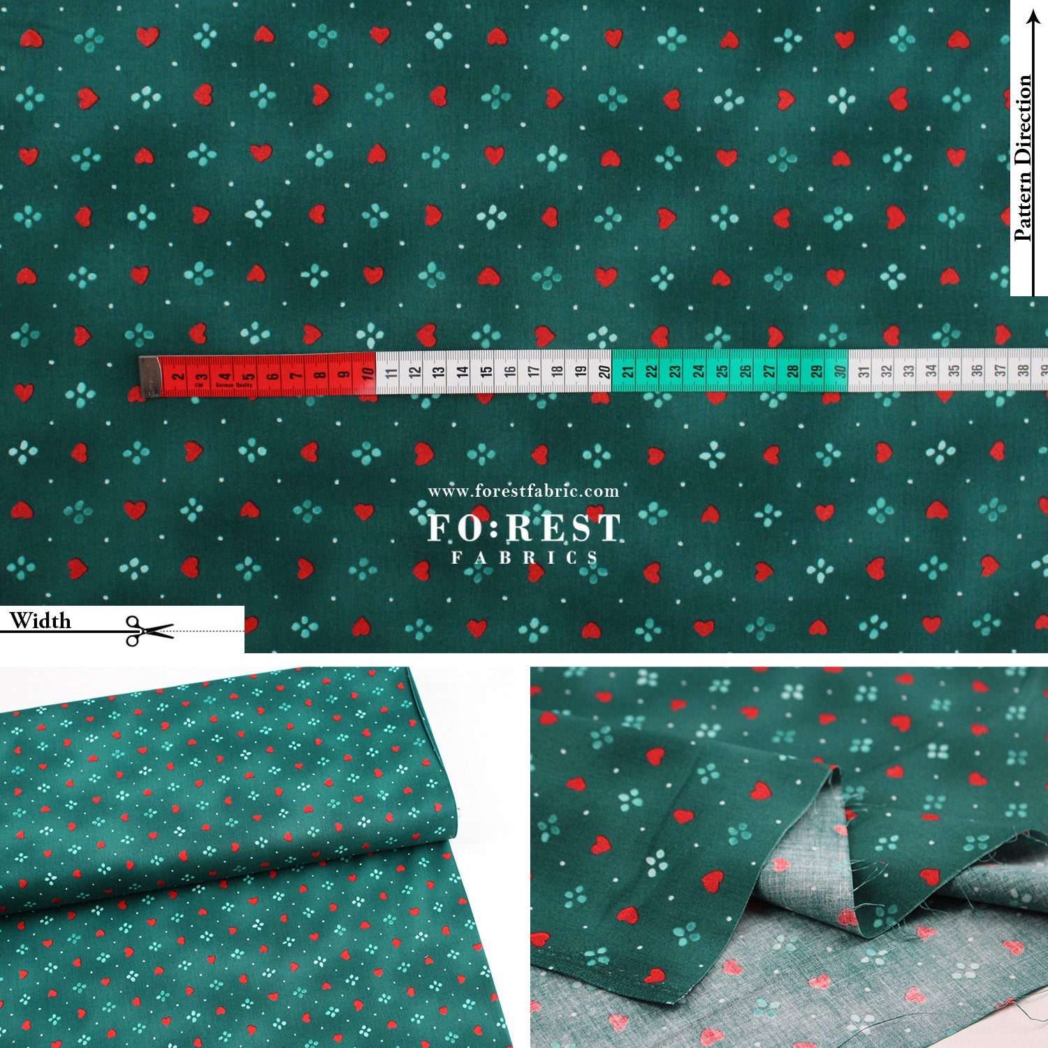 cotton - Strawberry Sweetie Green fabric - FO:REST Fabric 布恩堂Liberty fabrictana lawnjapanese fabricykk zipper