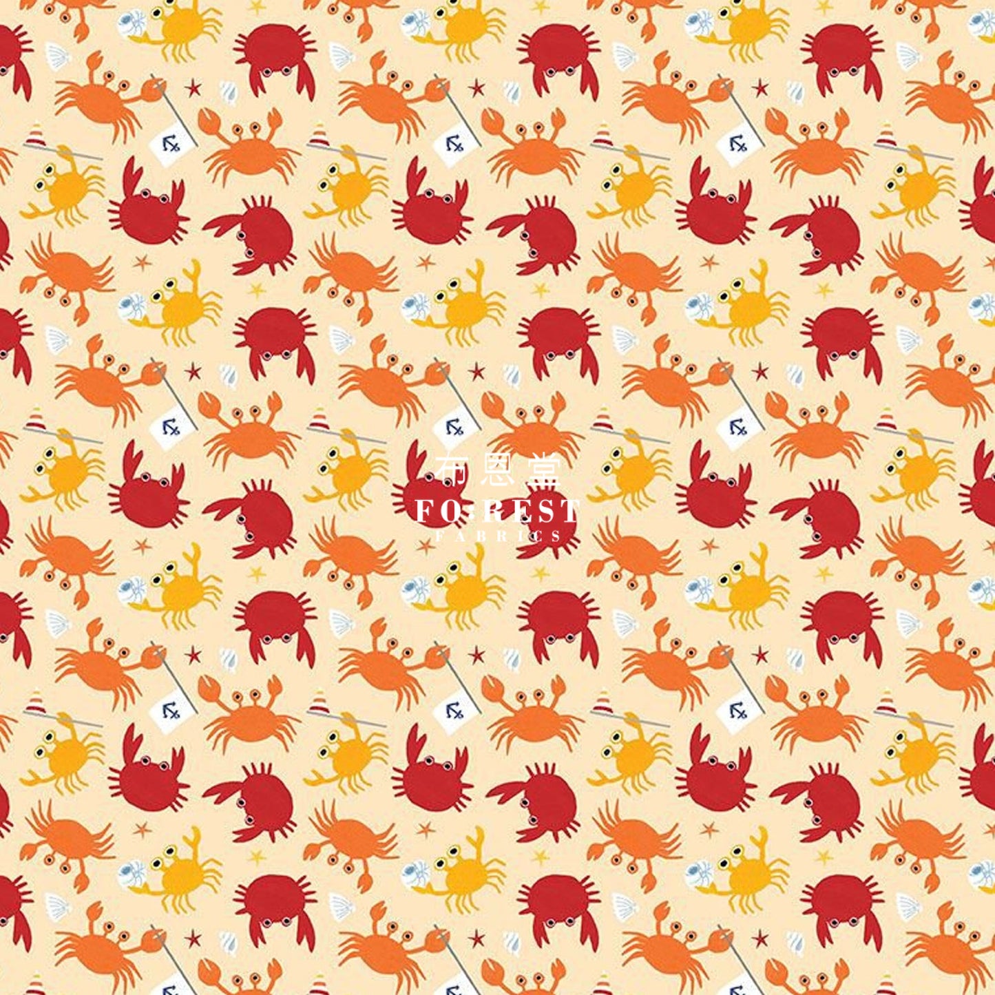 Cotton - Summer Beach Crabby Grabbers Fabric