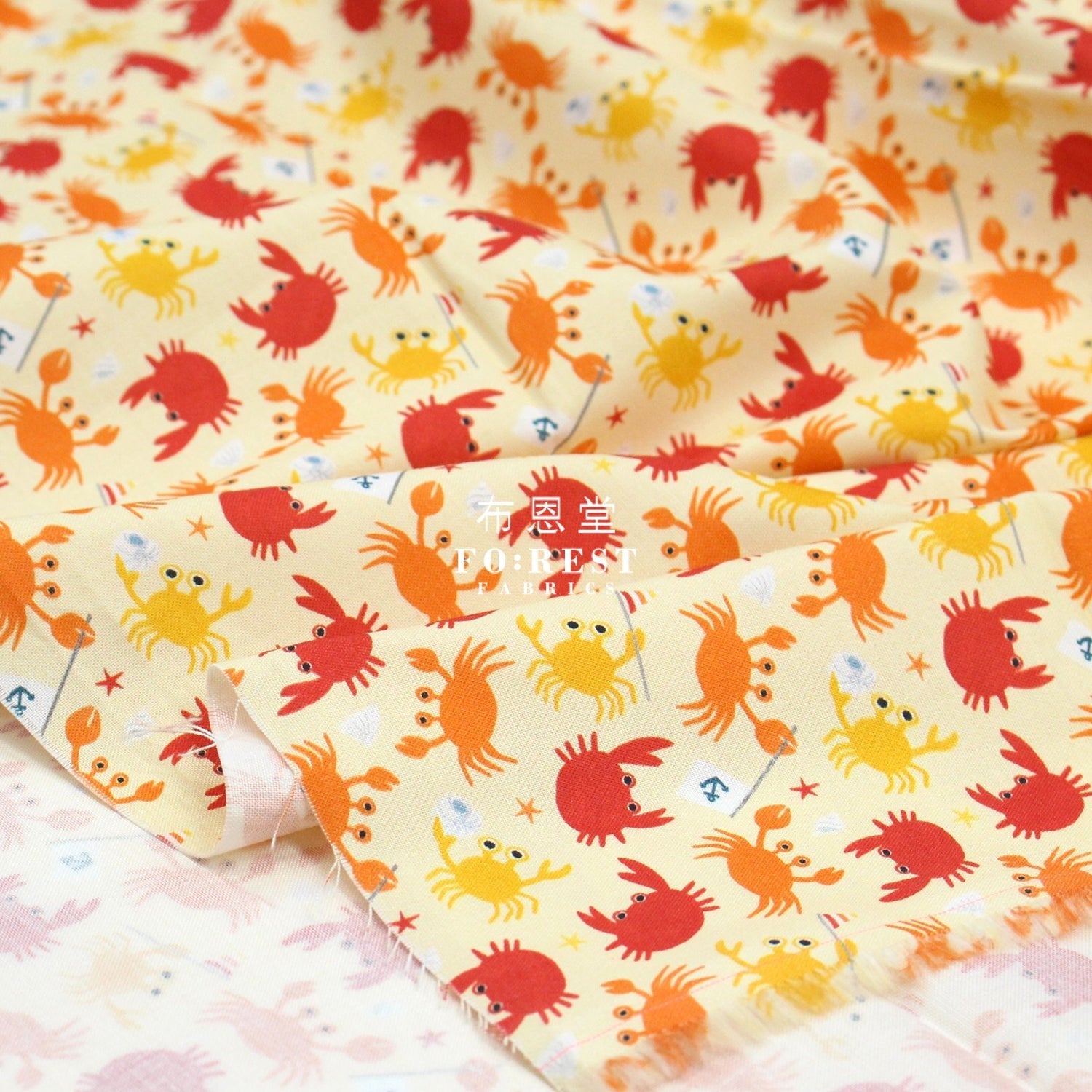 cotton - Summer Beach Crabby Grabbers fabric - FO:REST Fabric 布恩堂Liberty fabrictana lawnjapanese fabricykk zipper