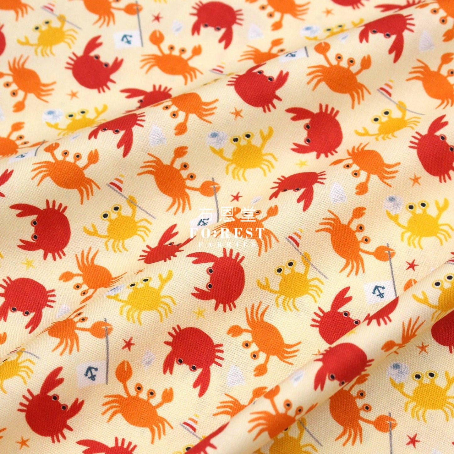 cotton - Summer Beach Crabby Grabbers fabric - FO:REST Fabric 布恩堂Liberty fabrictana lawnjapanese fabricykk zipper