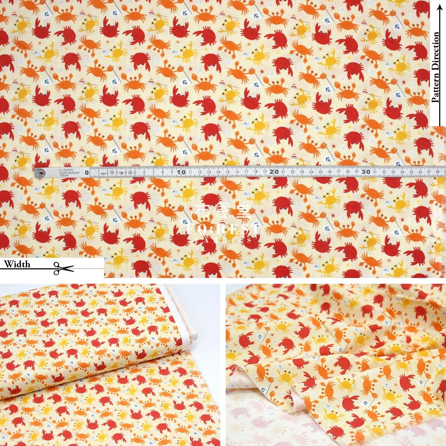 cotton - Summer Beach Crabby Grabbers fabric - FO:REST Fabric 布恩堂Liberty fabrictana lawnjapanese fabricykk zipper