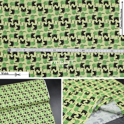 cotton - Sweater Cats fabric Green - FO:REST Fabric 布恩堂Liberty fabrictana lawnjapanese fabricykk zipper