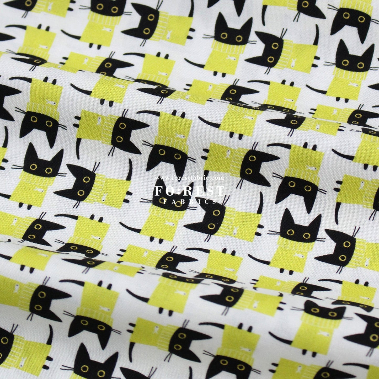 cotton - Sweater Cats fabric White - FO:REST Fabric 布恩堂Liberty fabrictana lawnjapanese fabricykk zipper