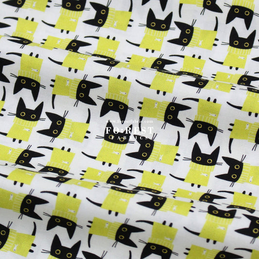 cotton - Sweater Cats fabric White - FO:REST Fabric 布恩堂Liberty fabrictana lawnjapanese fabricykk zipper
