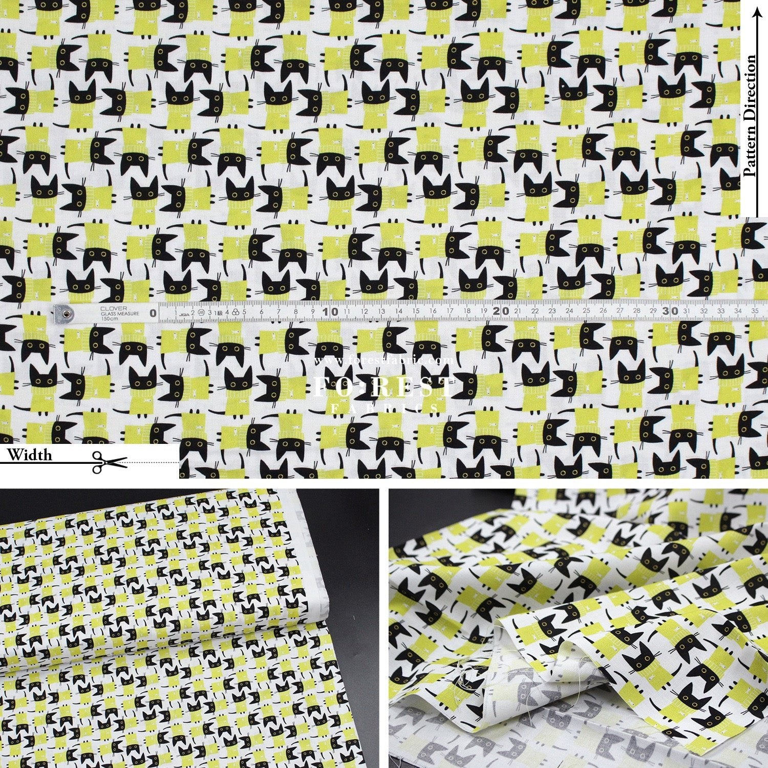 cotton - Sweater Cats fabric White - FO:REST Fabric 布恩堂Liberty fabrictana lawnjapanese fabricykk zipper