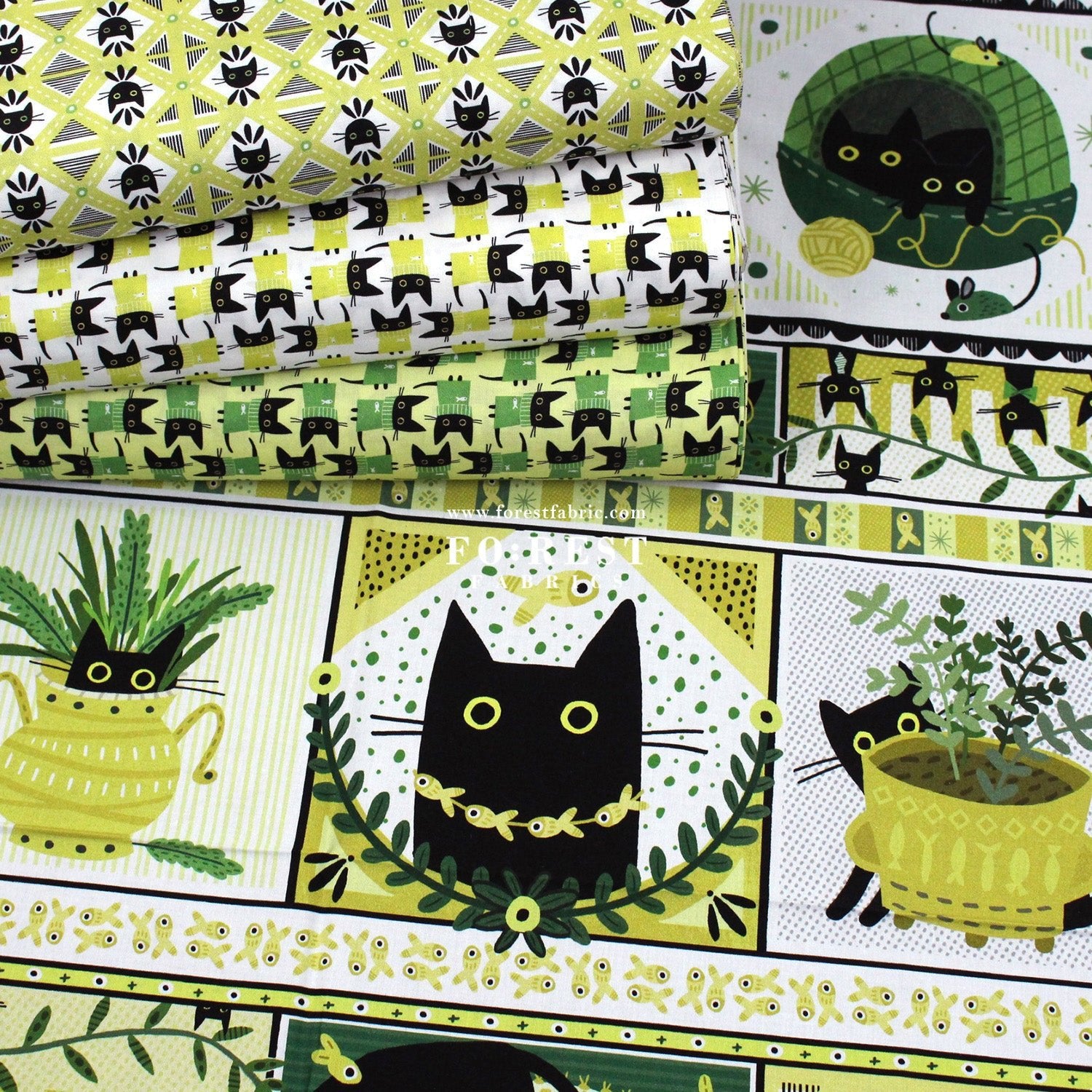 cotton - Sweater Cats fabric White - FO:REST Fabric 布恩堂Liberty fabrictana lawnjapanese fabricykk zipper