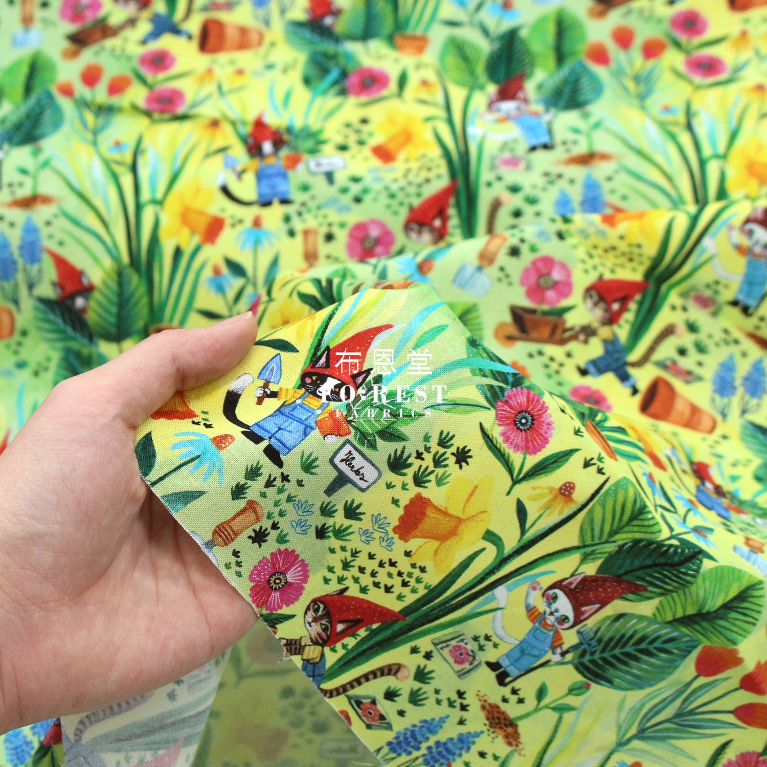 Cotton - Sweet Gnomies Cats Fabric