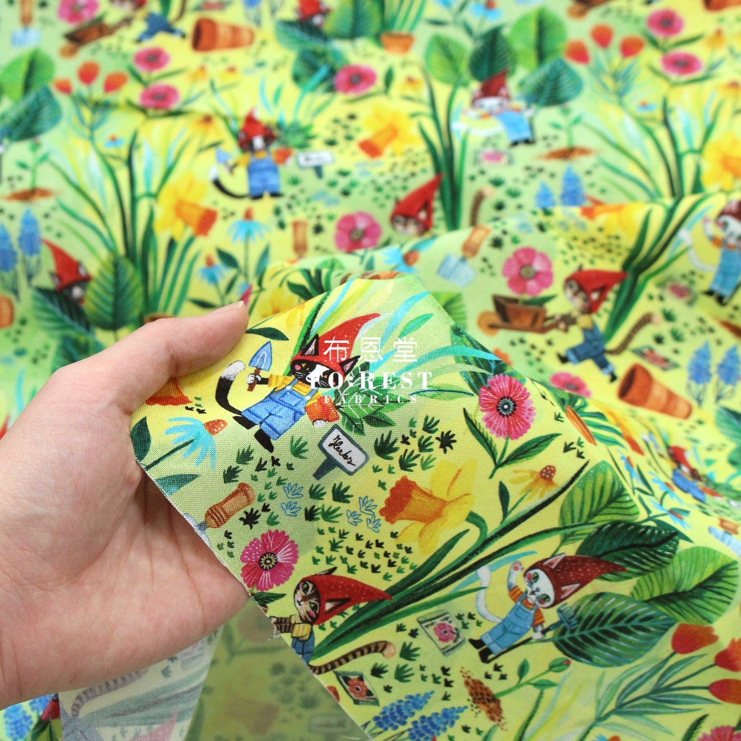 cotton - Sweet Gnomies Cats fabric - FO:REST Fabric 布恩堂Liberty fabrictana lawnjapanese fabricykk zipper