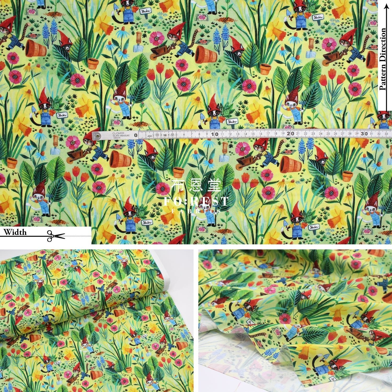 cotton - Sweet Gnomies Cats fabric - FO:REST Fabric 布恩堂Liberty fabrictana lawnjapanese fabricykk zipper