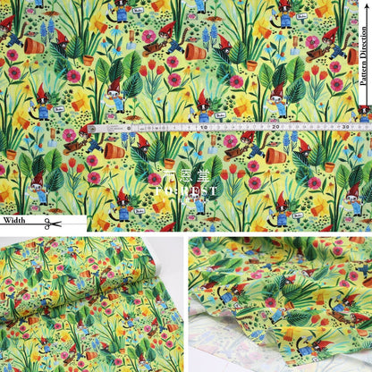 cotton - Sweet Gnomies Cats fabric - FO:REST Fabric 布恩堂Liberty fabrictana lawnjapanese fabricykk zipper