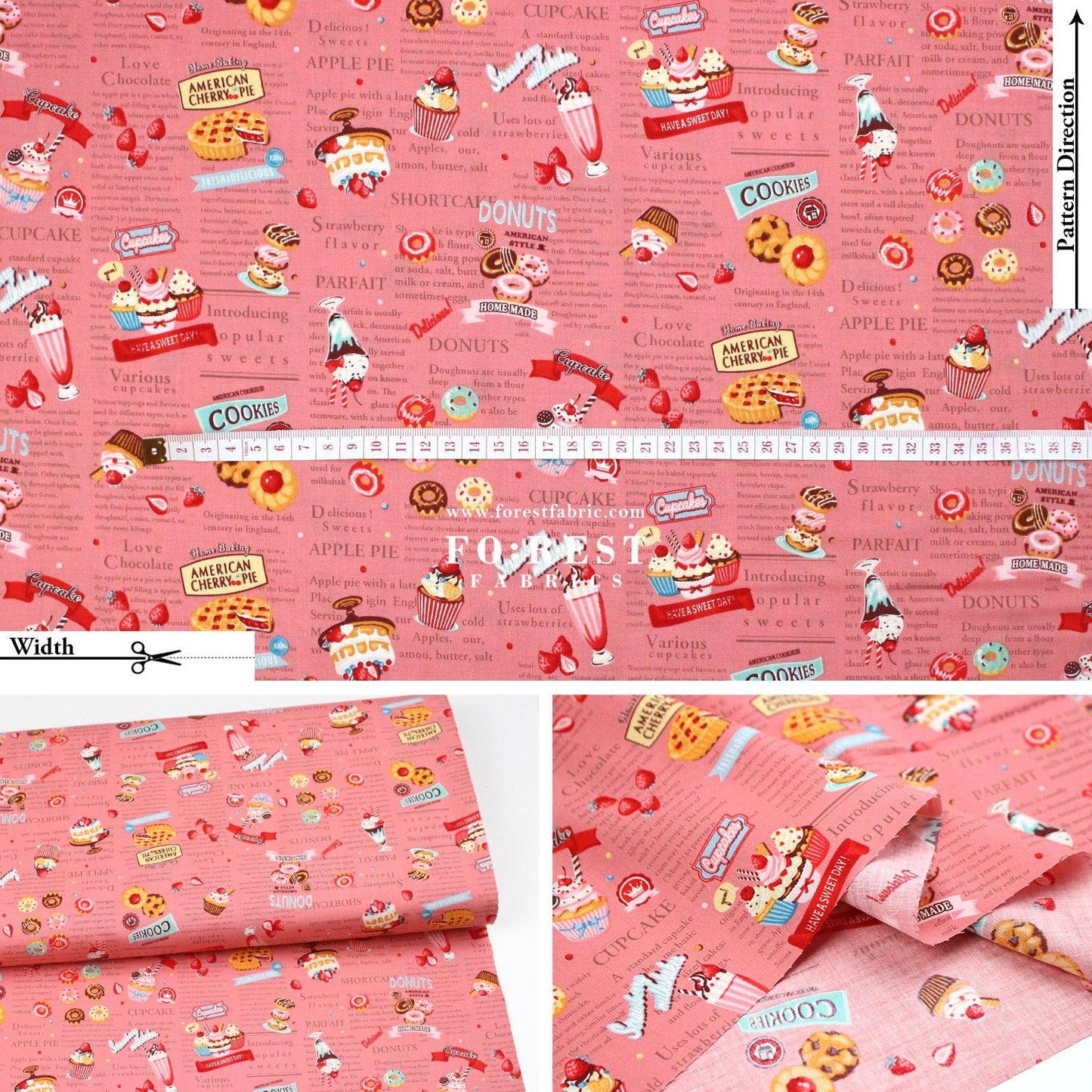 cotton - Sweets Recipe fabric - FO:REST Fabric 布恩堂Liberty fabrictana lawnjapanese fabricykk zipper