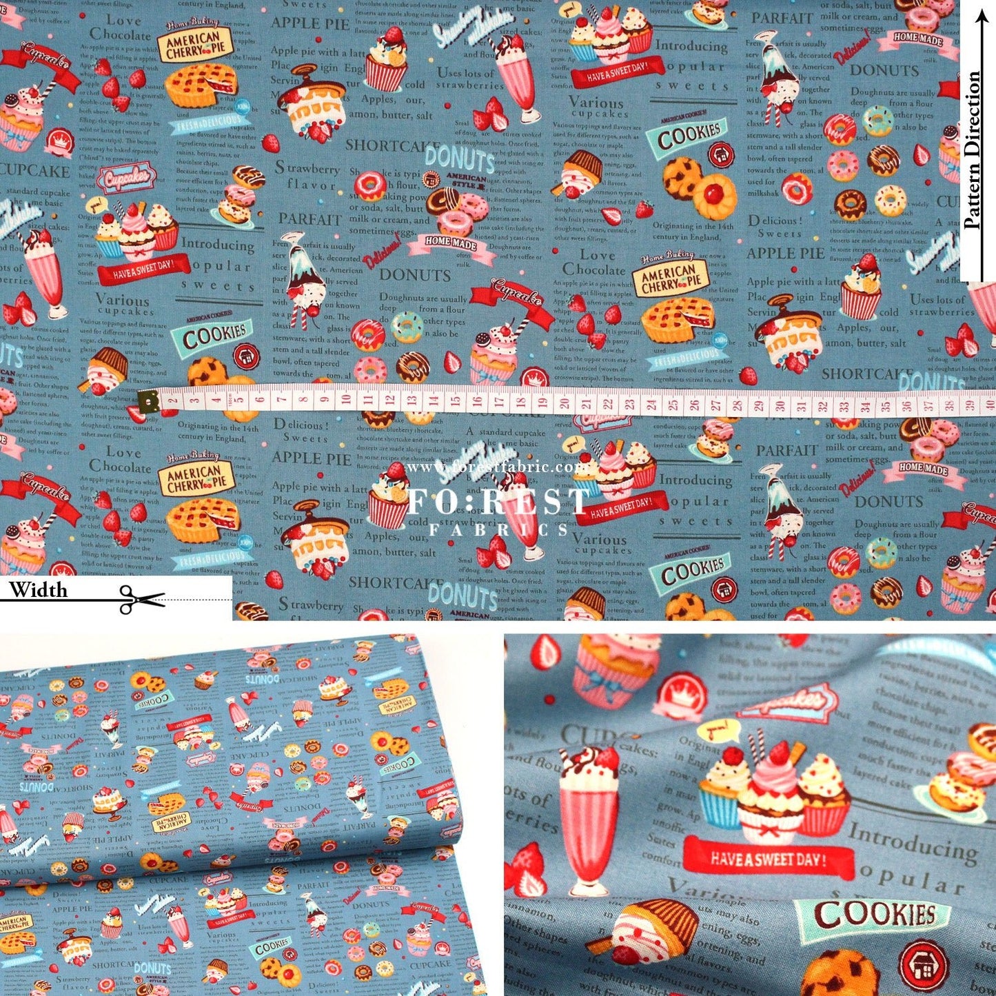 cotton - Sweets Recipe fabric - FO:REST Fabric 布恩堂Liberty fabrictana lawnjapanese fabricykk zipper